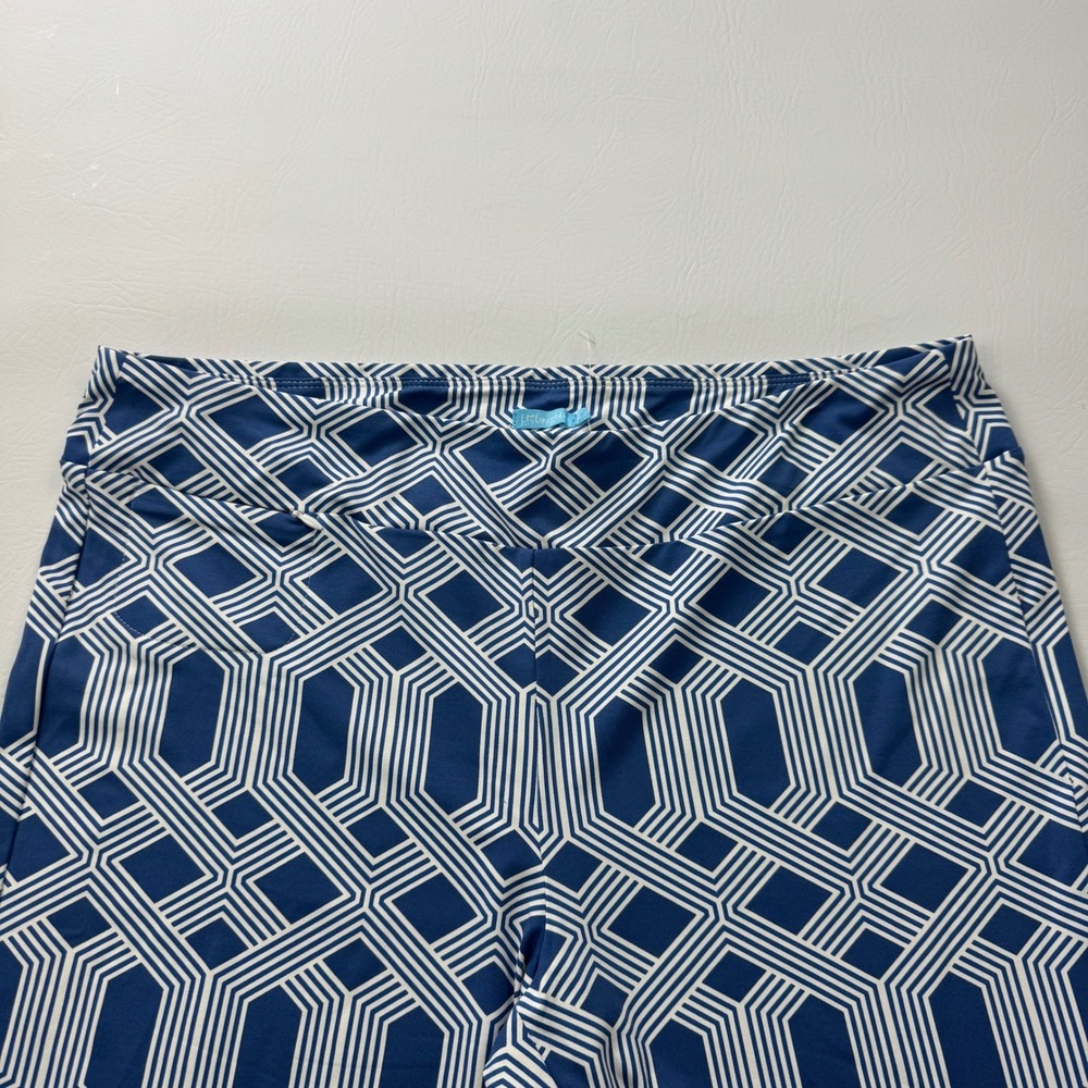 J.McLaughlin Navy White Geometric Link Wide Leg Pants Womens Size XL Stretch - Picture 7 of 13